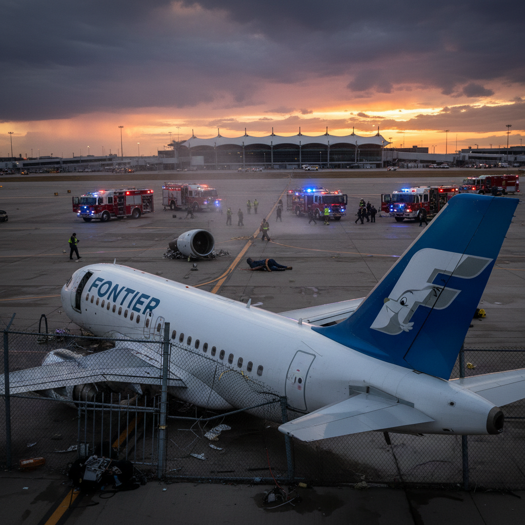 Someone got hit by a Frontier jet at DIA. Seriously.