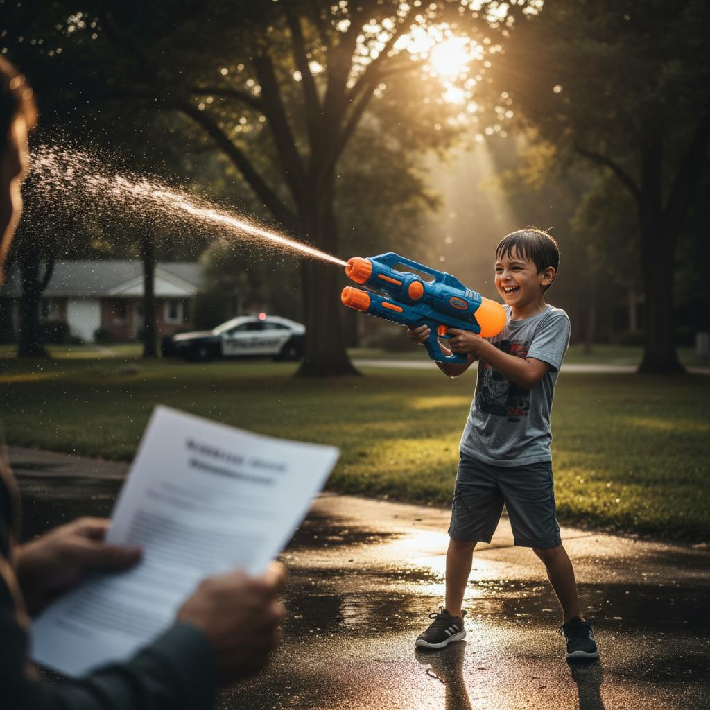 Your kid's water gun game could land YOU in trouble.