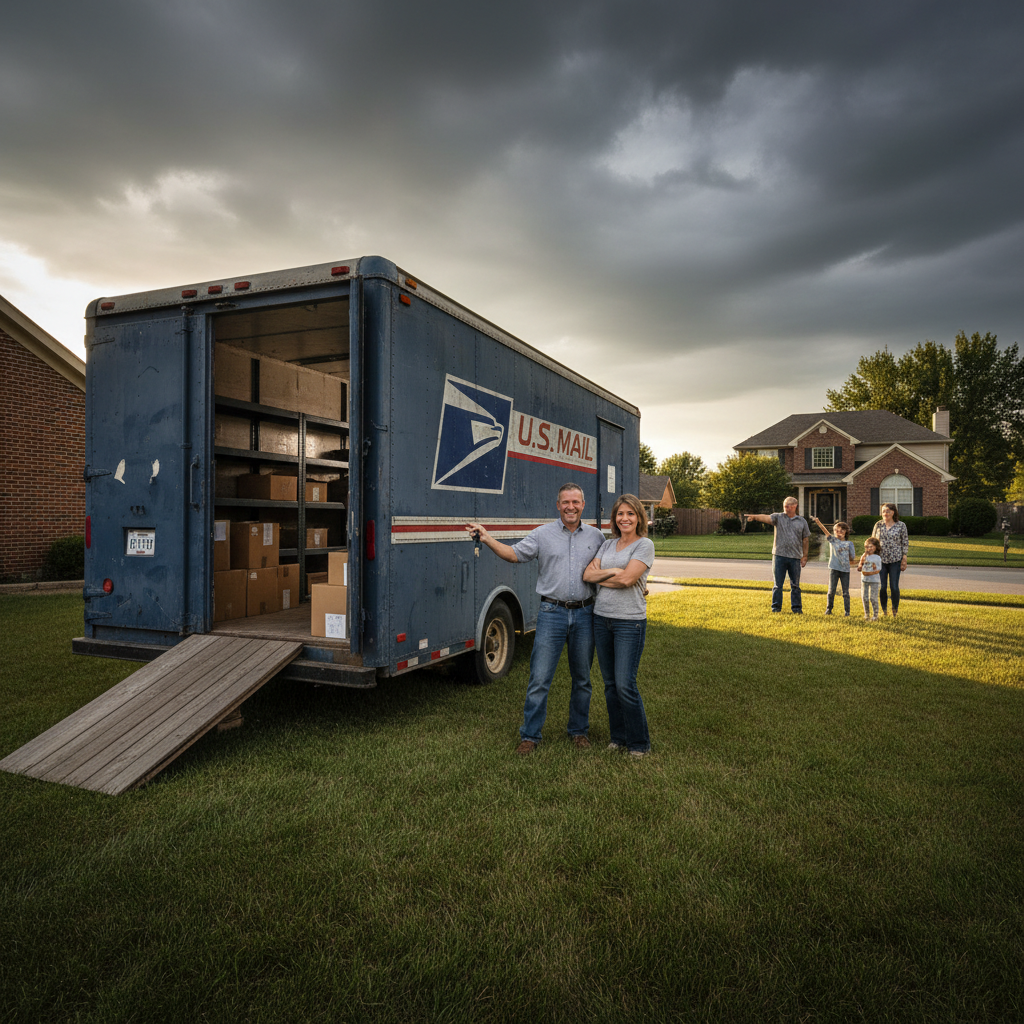 Your neighbors just bought a post office trailer. Yes, really.