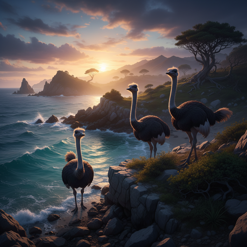 Ostriches on the island? Your eyes aren't deceiving you.