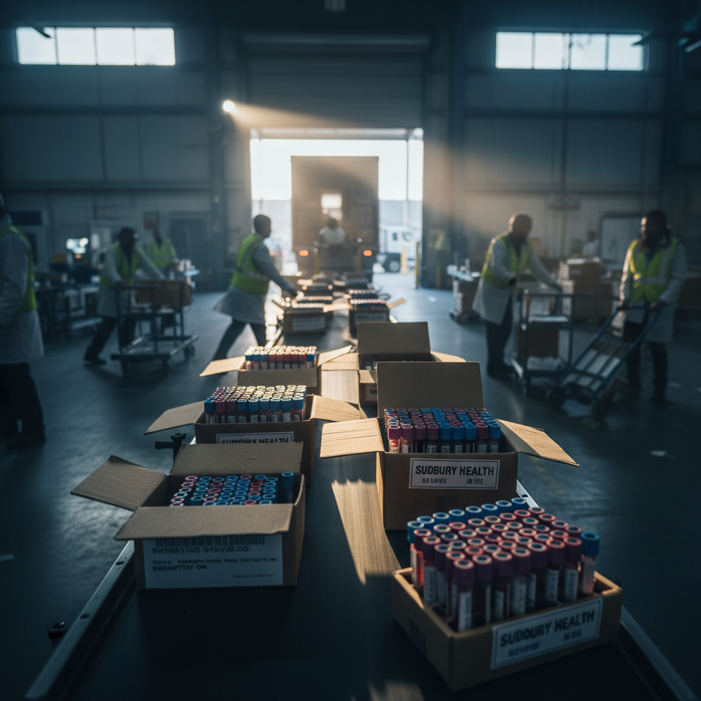 They're shipping your Sudbury blood tests to Brampton. Seriously?