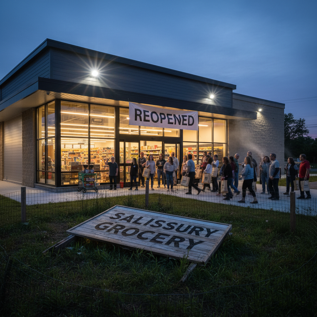 Salisbury's only grocery store is back. Remember the fire?