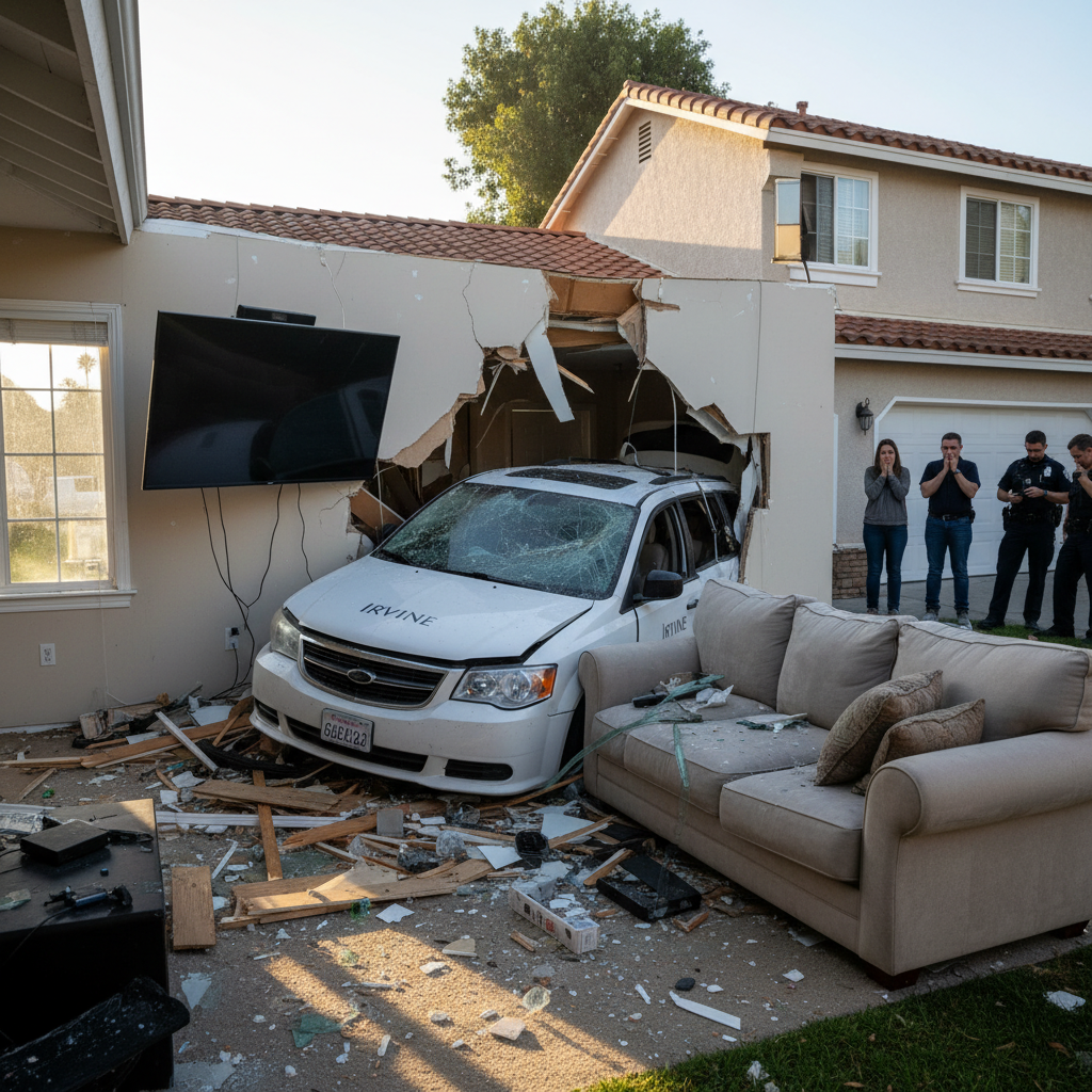 An Irvine minivan just went *into* a living room. Your thoughts?
