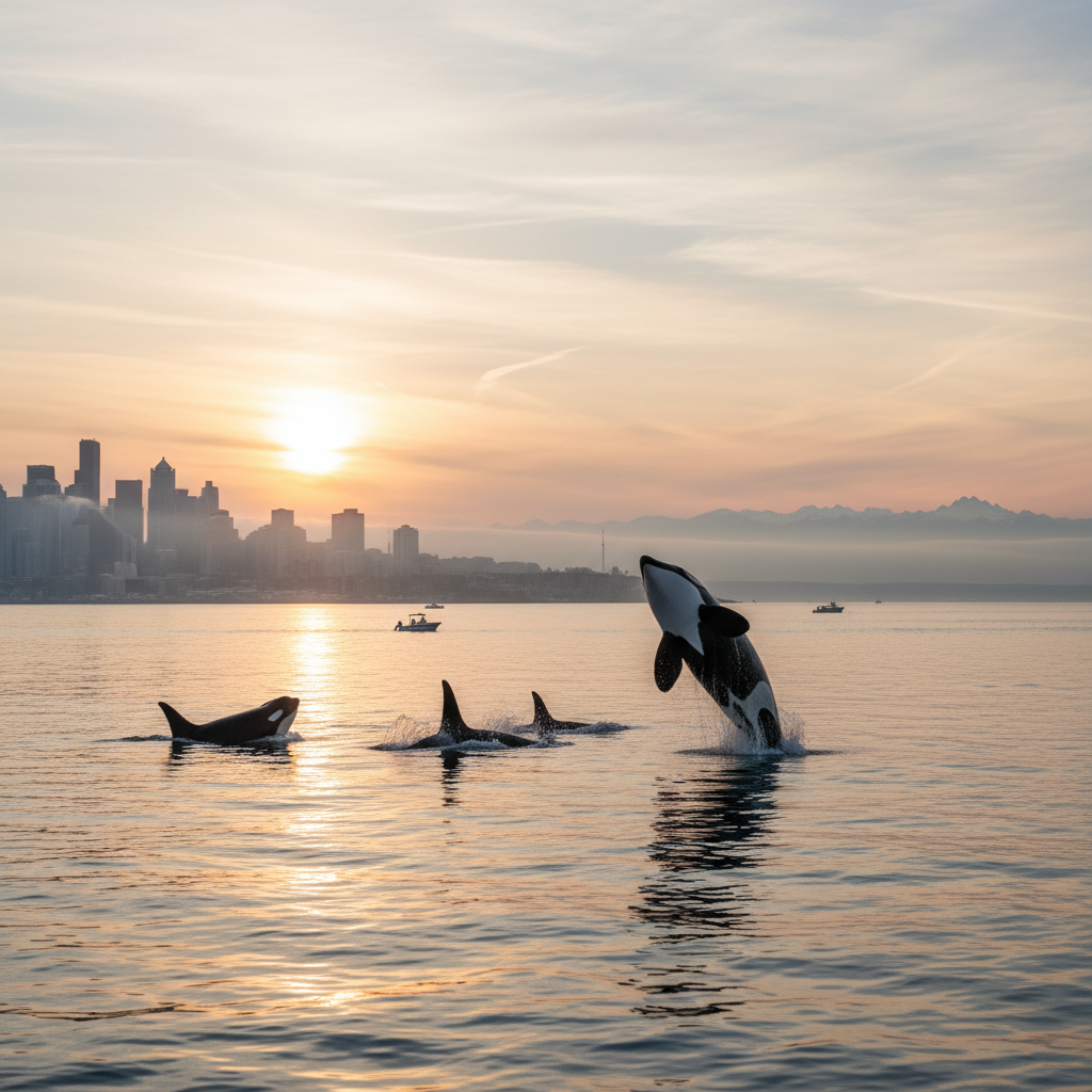Your morning just got better: Orcas off West Seattle.
