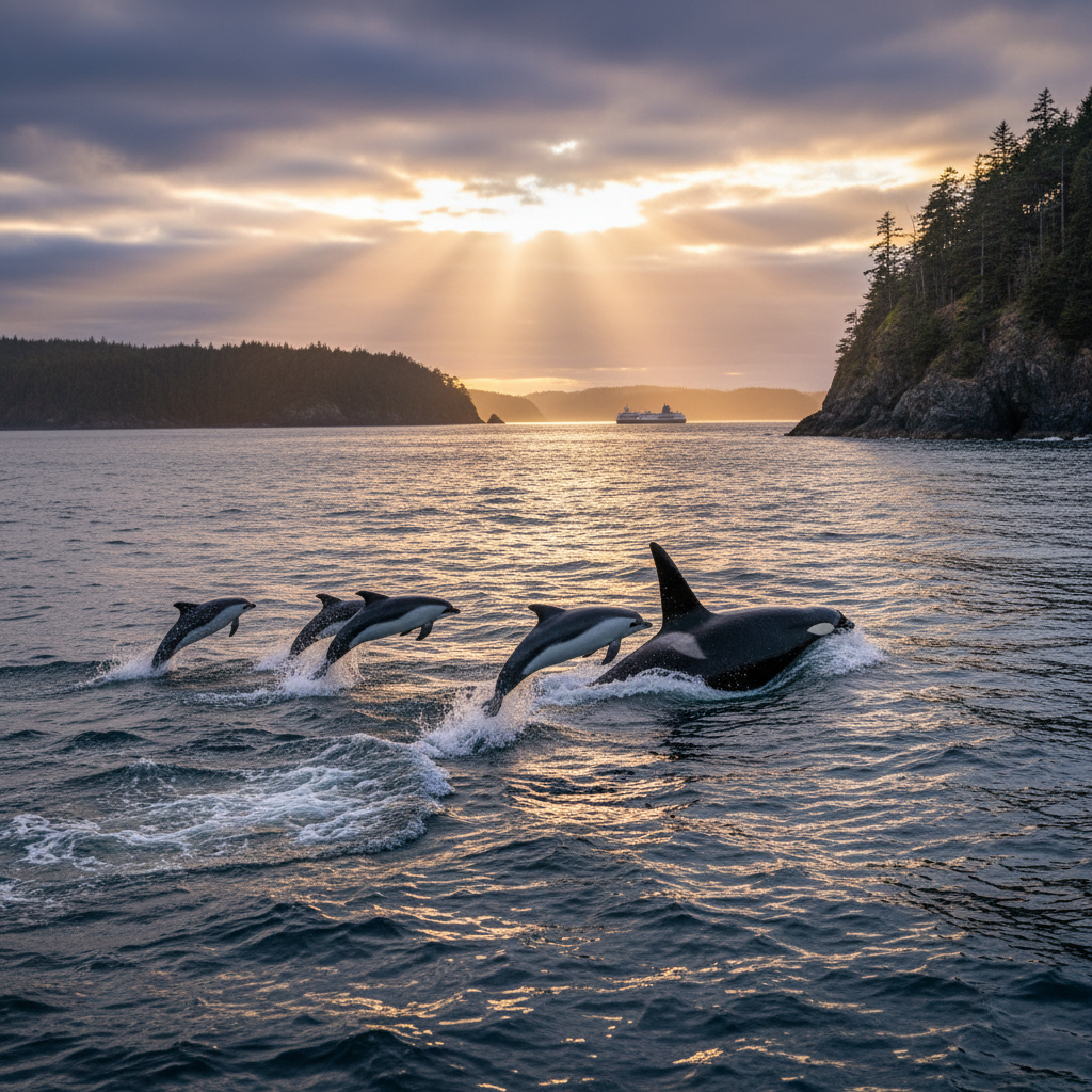 Your dolphins got chased by orcas at Active Pass. Yikes.
