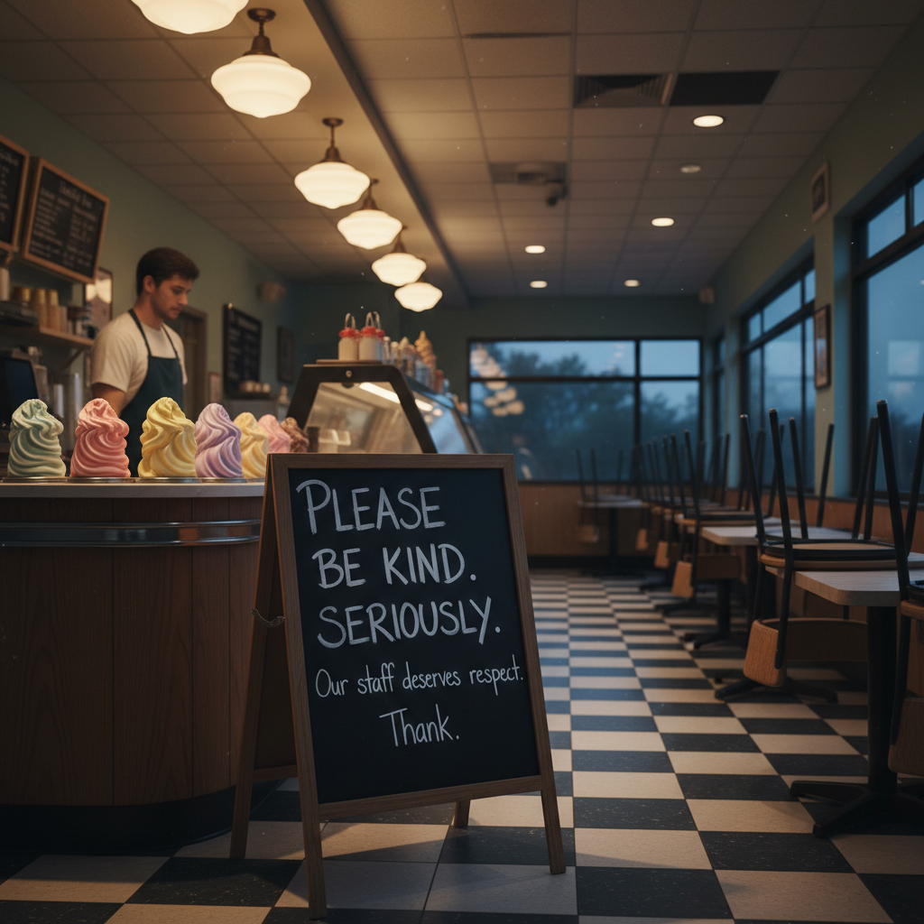 An ice cream shop had to ask you to be kind. Really?