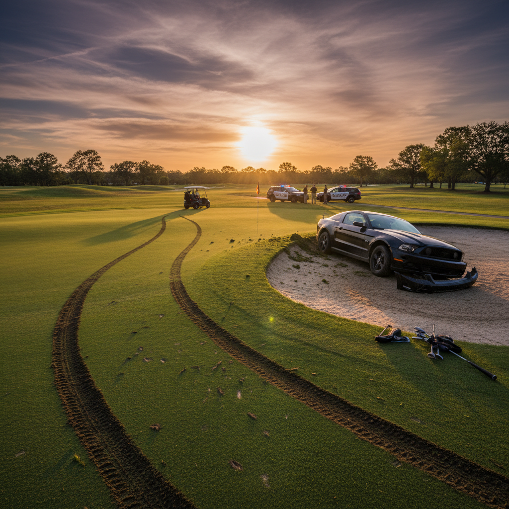 Someone drove their car on a Polk County golf course. Seriously.