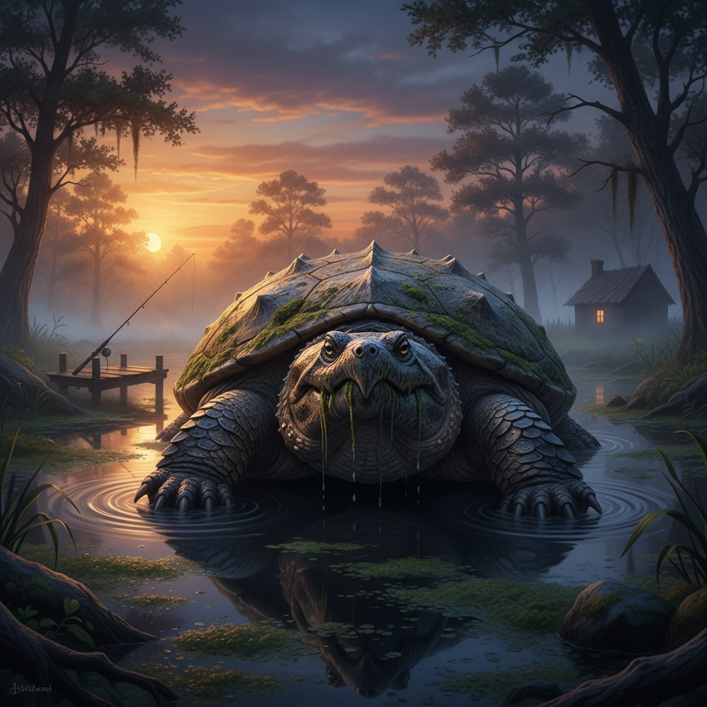 A massive alligator snapping turtle just showed up in your pond