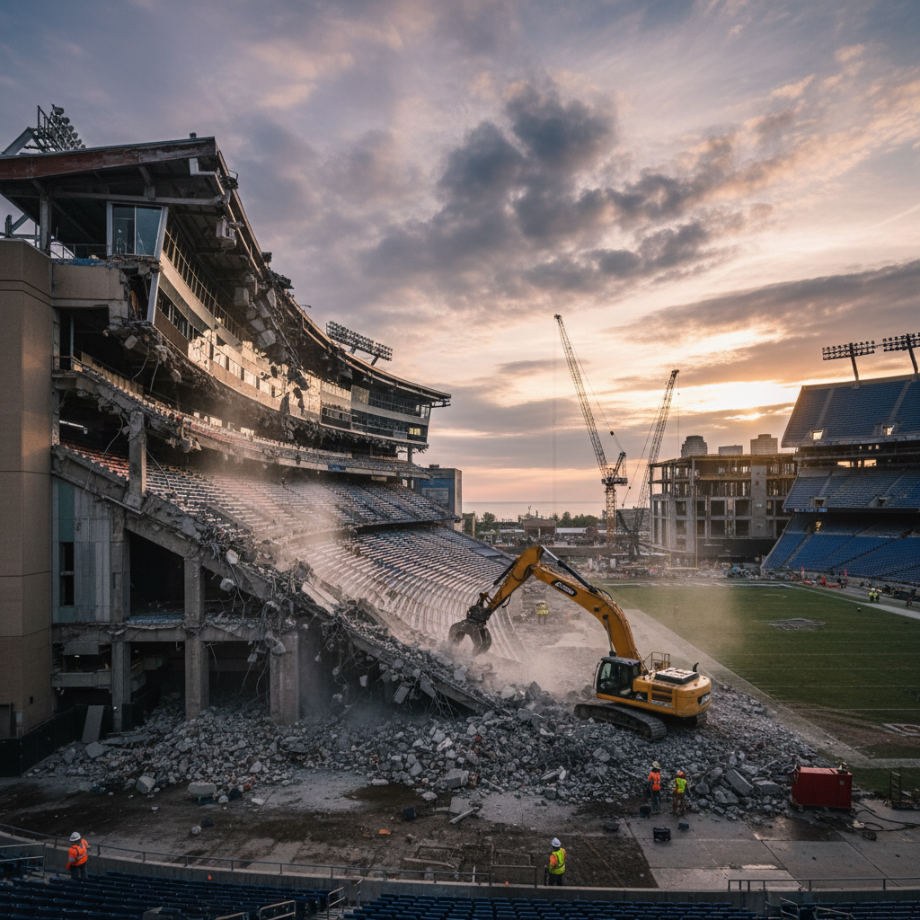 They're actually tearing down your old Bills stadium.