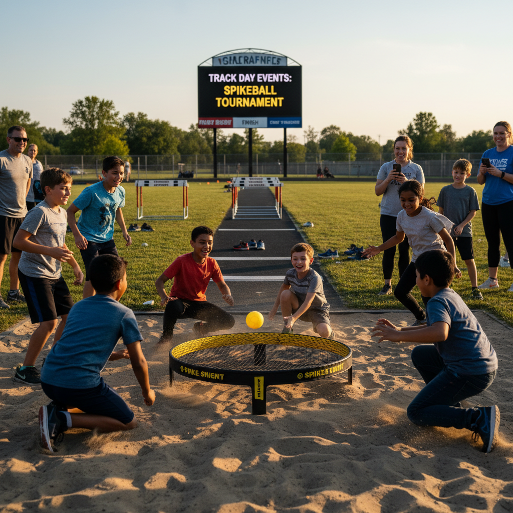 Your kid's track day just swapped long jump for Spikeball