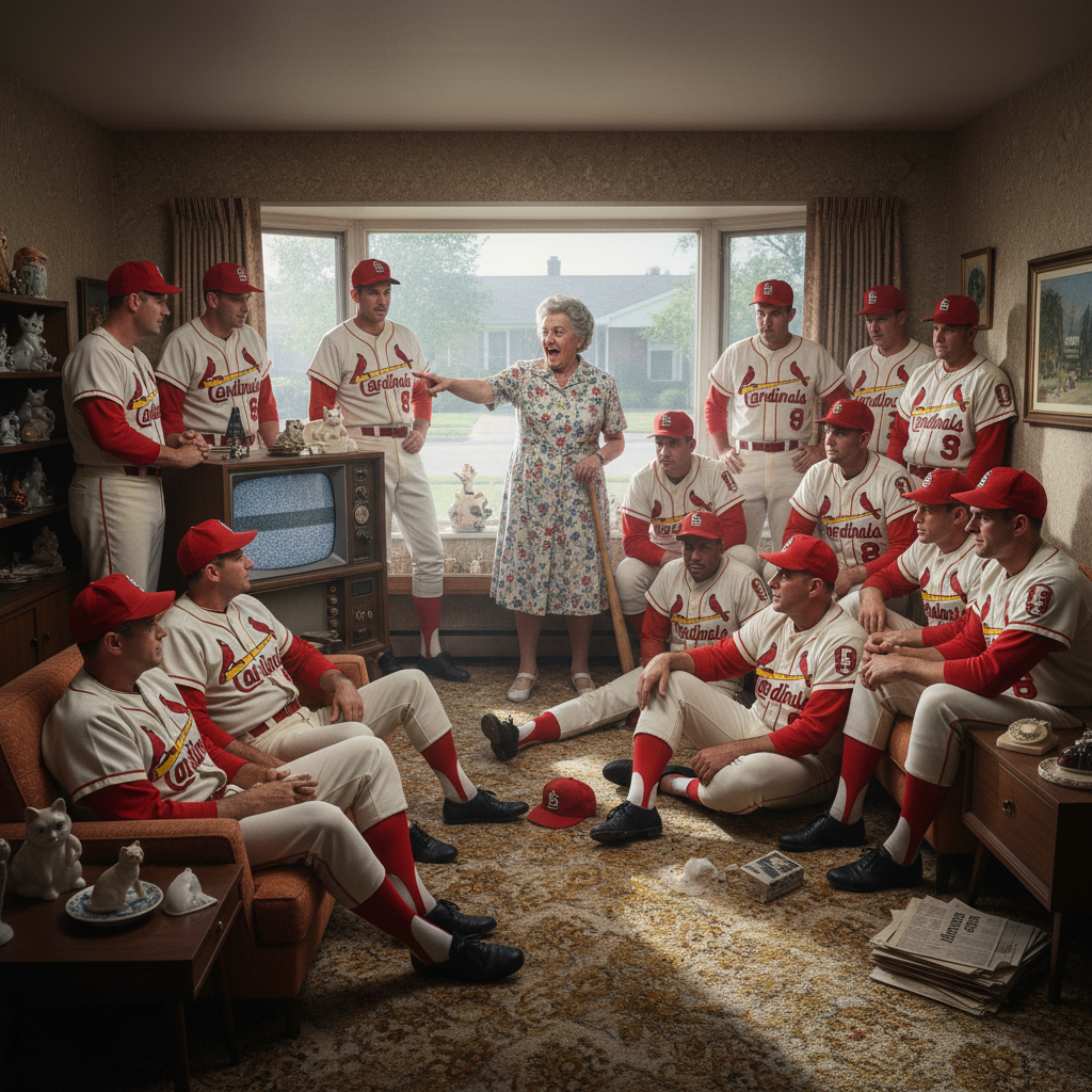 Your neighbor found the 1964 Cardinals in her living room.