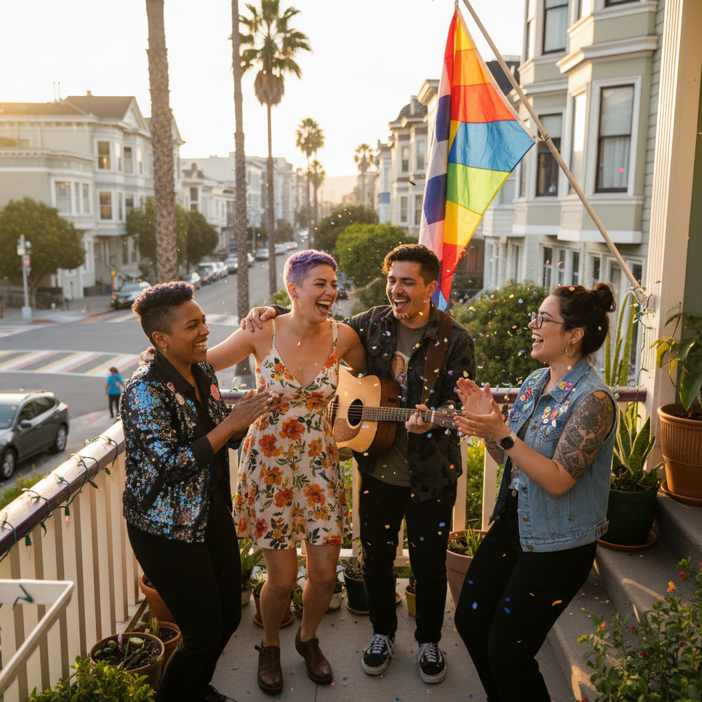 This Castro stoop is giving pure queer joy.