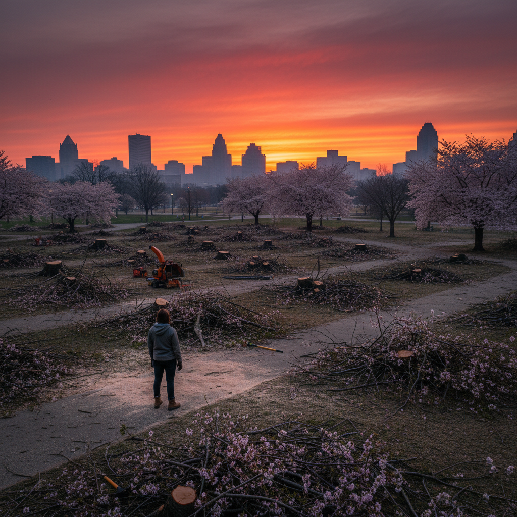 They cut down your Baltimore cherry trees. What happened?