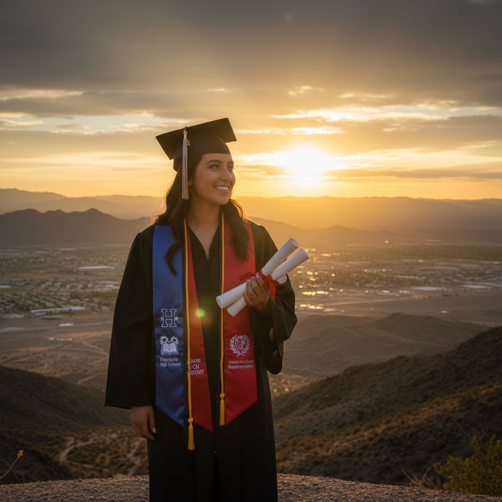 Your Hesperia teen just graduated three schools at once.