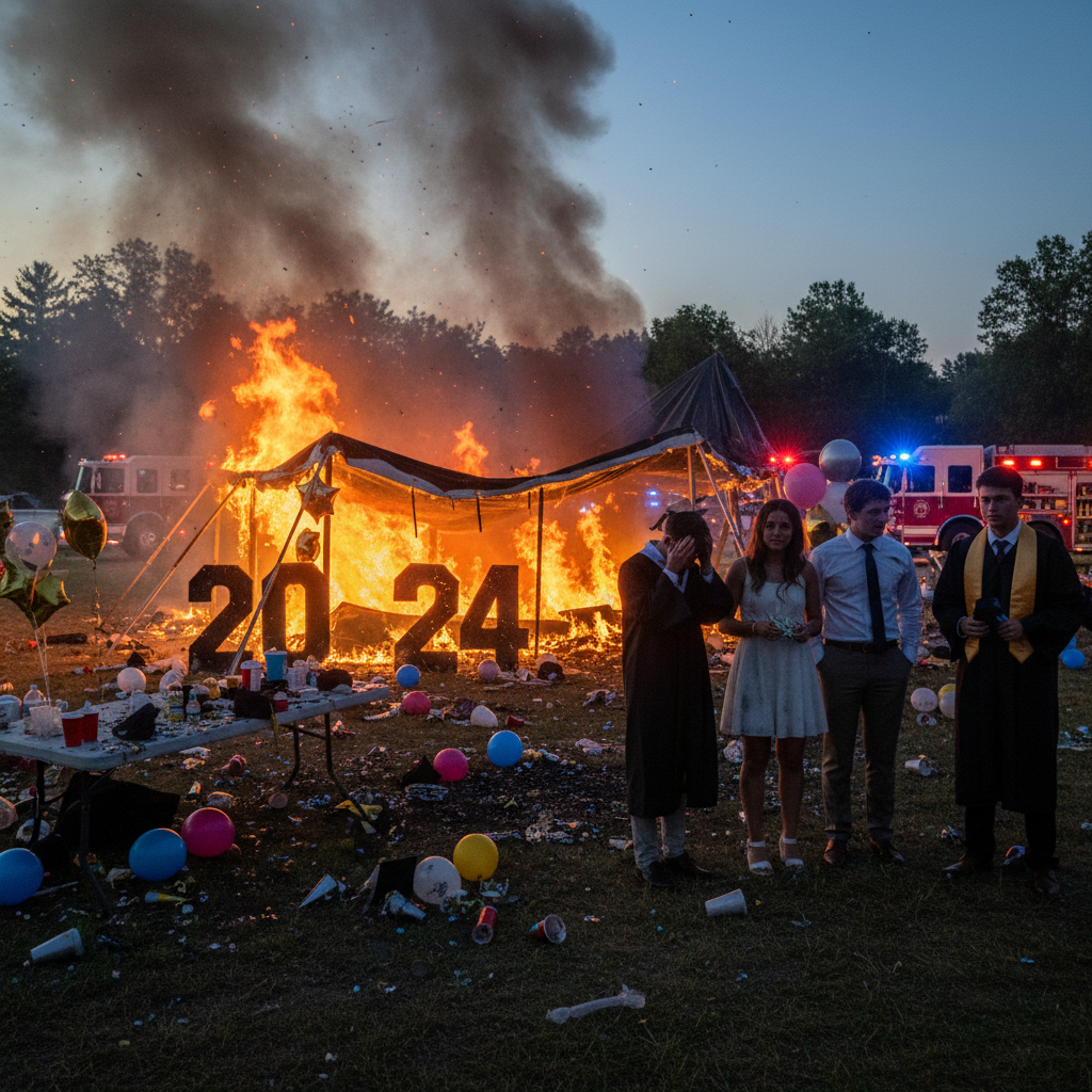 Your grad party just ended in flames.