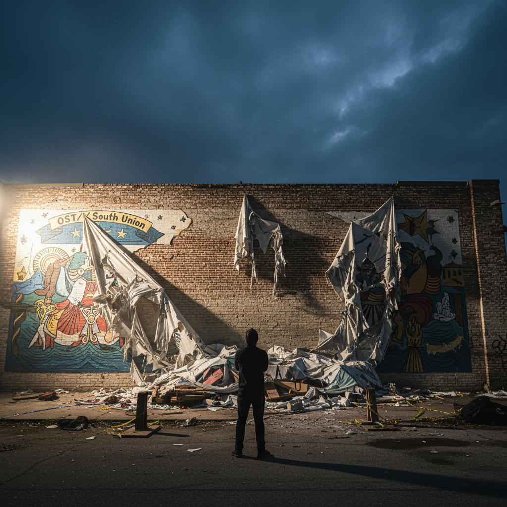Someone just ripped down the OST/South Union mural. Why?