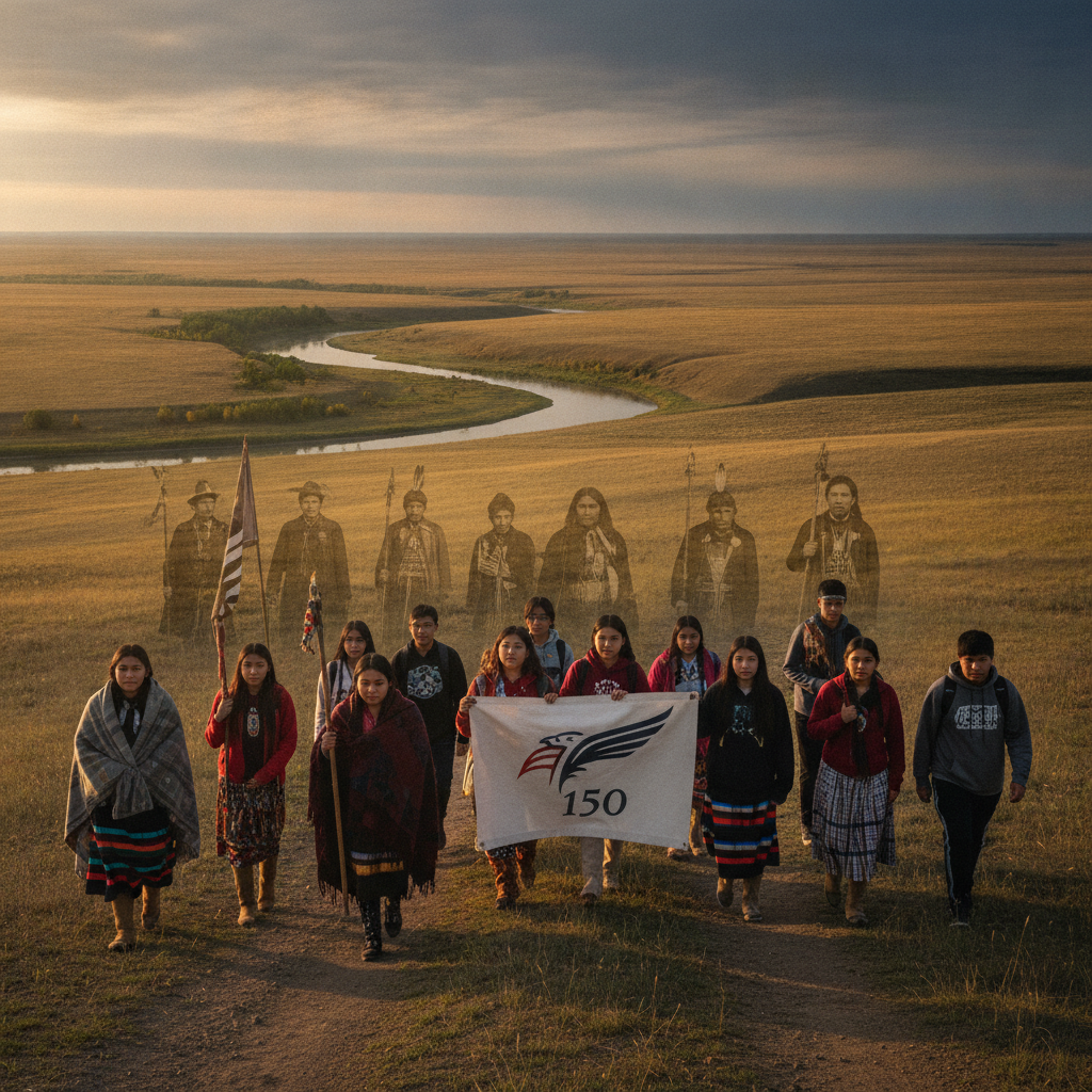 These students are walking 150 years of Treaty 6 history.
