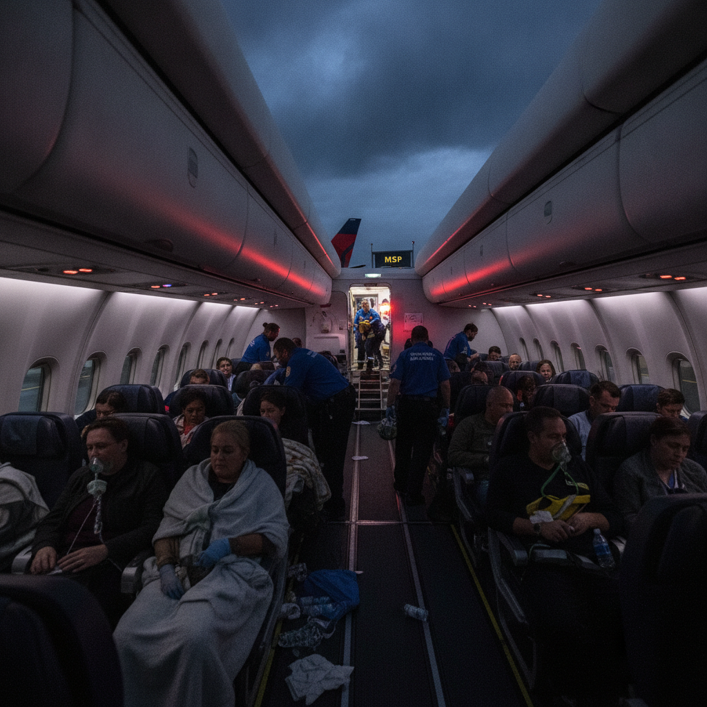Twenty-five people went to the ER after a Delta flight to MSP.